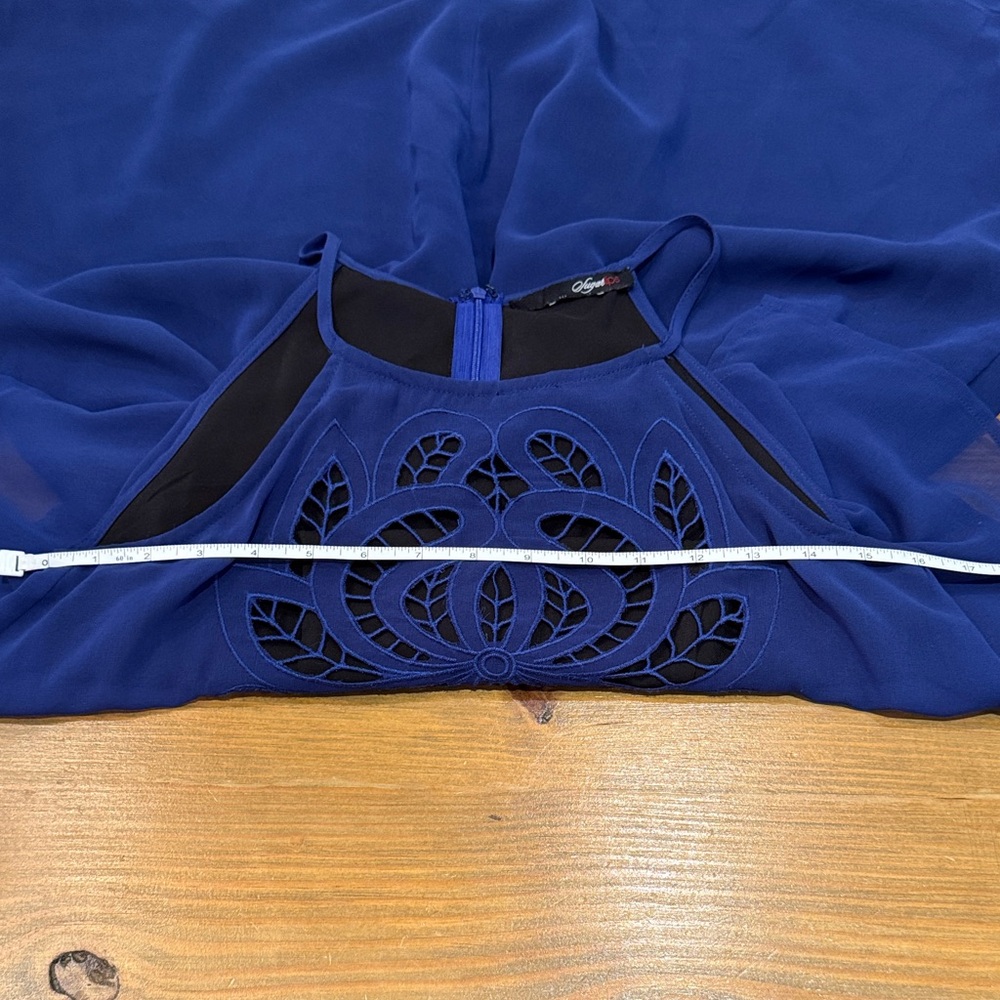 Sugarlips Navy Blue Embroidered Overlay Casual Dress - Picture 9 of 11